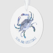 Waterverf Crab Eerste gehuwde kerstversiering Ornament (voorkant)