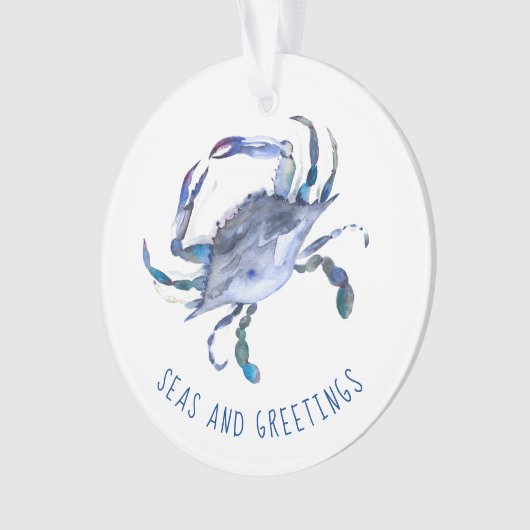 Waterverf Crab Eerste gehuwde kerstversiering Ornament (voorkant)