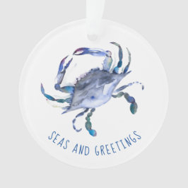 Waterverf Crab Eerste gehuwde kerstversiering Ornament