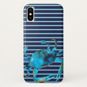 Waterverf Crab Nautical Stripe Summer Case-Mate iPhone Case (Achterkant)