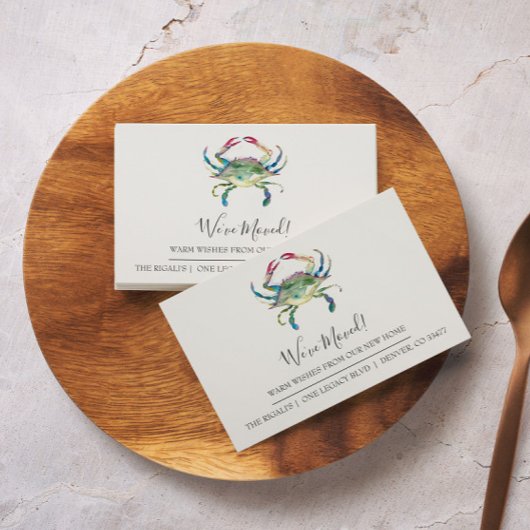 Waterverf Crab New Home Moving Announge Informatiekaartje