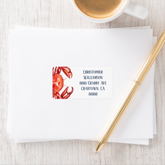 Waterverf Crab Return-adres Etiket (Insitu)