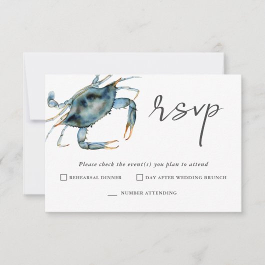 Waterverf Crab Seafood RSVP voor twee evenementen (Voorkant)