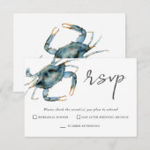 Waterverf Crab Seafood RSVP voor twee evenementen (Voorkant / Achterkant)