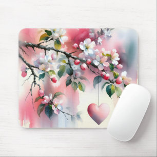 Waterverf Crabapple Tree Heart Muismat