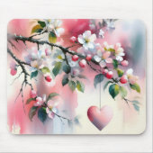 Waterverf Crabapple Tree Heart Muismat (Voorkant)