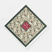 Waterverf cranberry rood Holly Berry diep groen Servet (Hoek)