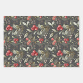 Waterverf Cranberry Winter Bloemen Inpakpapier Vel (Voorkant 3)