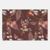 Waterverf Cranberry Winter Bloemen Inpakpapier Vel (Voorkant)