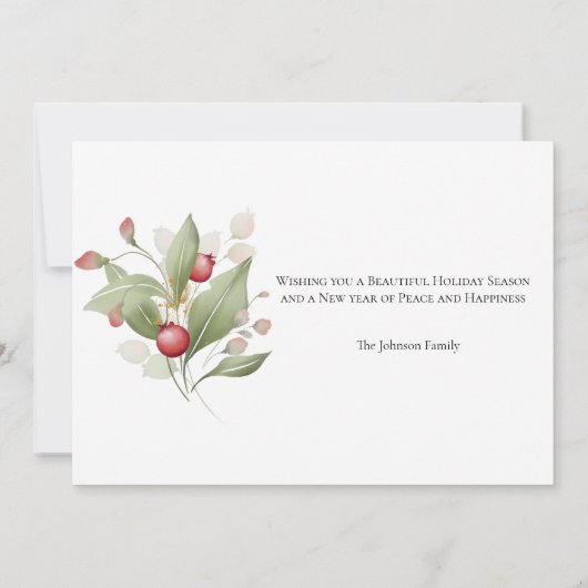 Waterverf Cranberry Zakelijke Kerstmis Kaart (Achterkant)