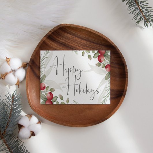 Waterverf Cranberry Zakelijke Kerstmis Kaart