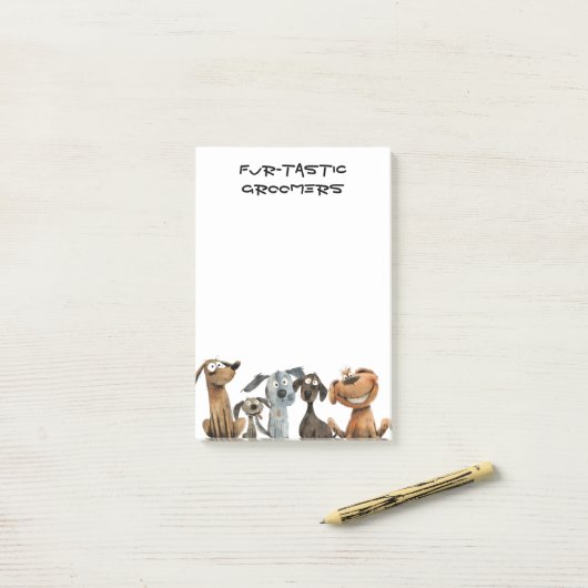Waterverf Crazy Dog Groomers Pet Boutique Post-it® Notes (Op bureau)