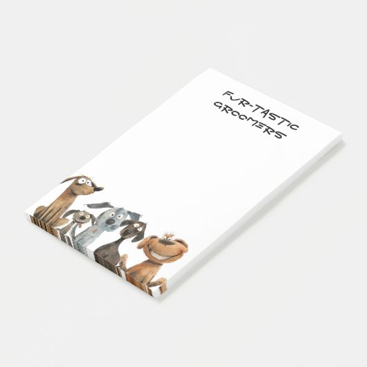 Waterverf Crazy Dog Groomers Pet Boutique Post-it® Notes (Schuin)