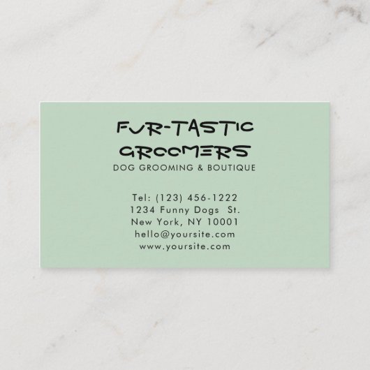 Waterverf Crazy Puppy Dog Groomers Boutique Visitekaartje (Achterkant)