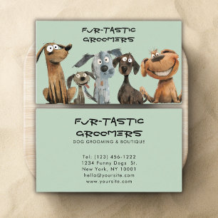 Waterverf Crazy Puppy Dog Groomers Boutique Visitekaartje