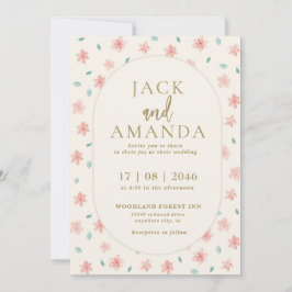 Waterverf Cream Ovaal Bloemen Huwelijksuitnodiging Kaart