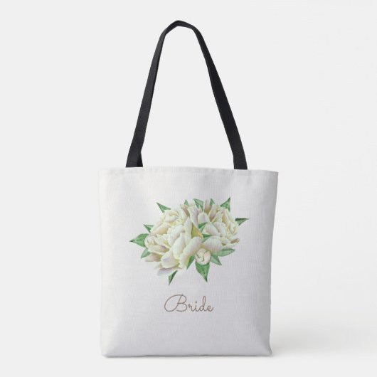  Waterverf Cream Peonies Tote Bag (Achterkant)