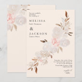 Waterverf Cream Rozen Beige Weddenschap Kaart (Voorkant / Achterkant)