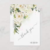 Waterverf Cream Rozen Hydrangea Hartelijk dank Bedankkaart (Voorkant / Achterkant)