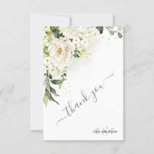 Waterverf Cream Rozen Hydrangea Hartelijk dank Bedankkaart