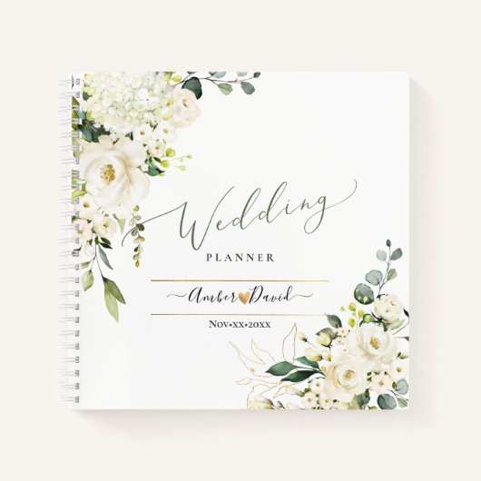 WATERVERF CREAMY ALABASTER ROZEN WEDDING PLANNER NOTITIEBOEK (Voorkant)
