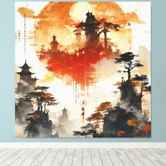 Waterverf Creëer Uw eigen aangepaste ontwerp Canvas Afdruk (Insitu (Houten vloer))