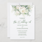 Waterverf Crème Peony & Roos bruiloft Uitnodigen Kaart (Voorkant)