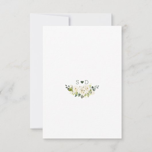 Waterverf Crème Witte Bloemige Geweien Bruiloft RSVP Kaartje (Achterkant)