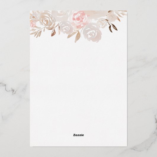 Waterverf crèmekleurige rozenkrans Folie Uitnodigi Folie Uitnodiging (Achterkant)