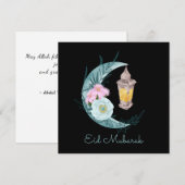 Waterverf Crescent Eid Mubarak Black Holiday Kaart (Voorkant / Achterkant)