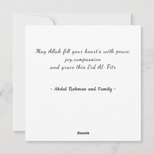 Waterverf Crescent Eid Mubarak Black Holiday Kaart (Achterkant)