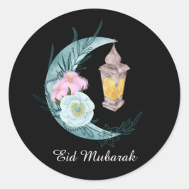 Waterverf Crescent Eid Mubarak Black Sticker