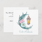 Waterverf Crescent Eid Mubarak White Holiday Kaart (Voorkant / Achterkant)