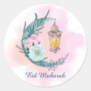 Waterverf Crescent Eid Mubarak White Sticker