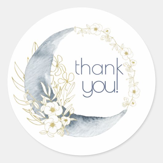 Waterverf Crescent Moon Bloemboeket dank-u! Ronde Sticker (Voorkant)