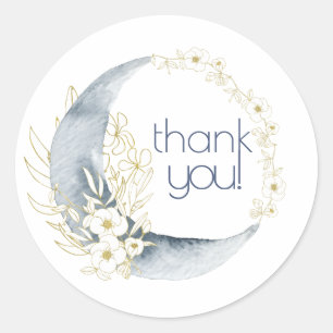 Waterverf Crescent Moon Bloemboeket dank-u! Ronde Sticker