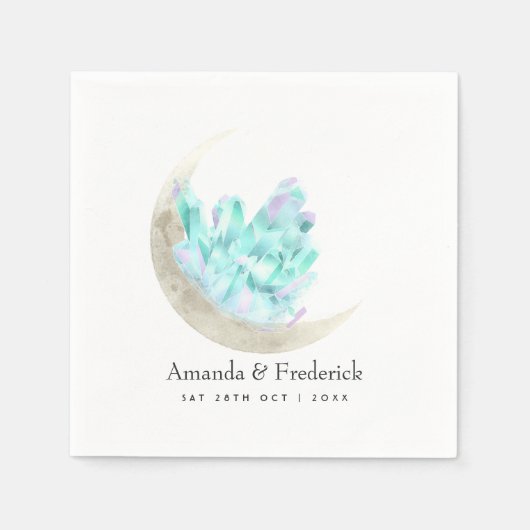 Waterverf Crescent Moon en Crystal Wedding Servet (Voorkant)