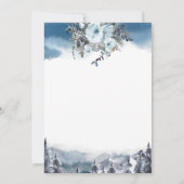 Waterverf Crest and Mountains, Dusty Blue Wedding Kaart (Achterkant)