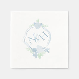 Waterverf Crest Bloemen Monogram Bruiloft Servet