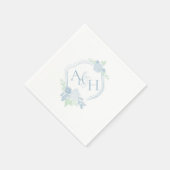 Waterverf Crest Bloemen Monogram Bruiloft Servet (Hoek)