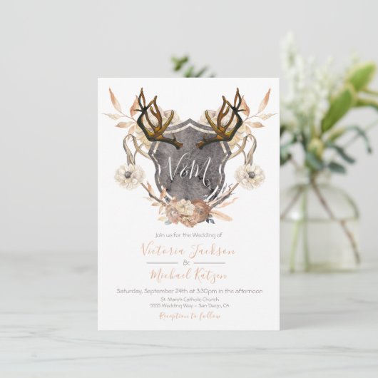 Waterverf Crest bloemengewei Trouwuitnodigingen Kaart (Staand voorkant)