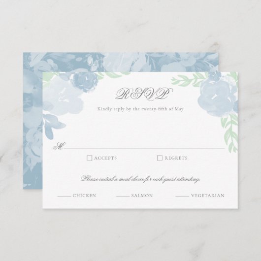 Waterverf Crest Botanische Bloemen Bruiloft RSVP (Voorkant / Achterkant)