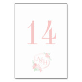 Waterverf Crest Floral Monogram Roze Kaart (Achterkant)