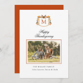 Waterverf Crest Foto Thanksgiving Aankondiging (Voorkant / Achterkant)