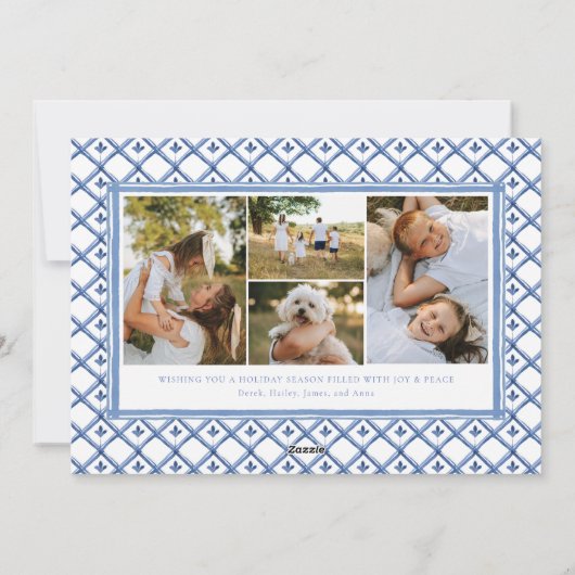 Waterverf Crest Preppy Kerstkaart (Achterkant)