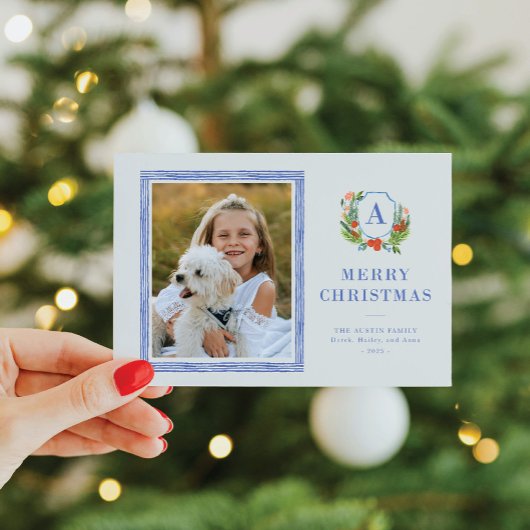 Waterverf Crest Preppy Kerstkaart