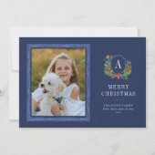 Waterverf Crest Preppy Kerstkaart (Voorkant)