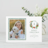 Waterverf Crest Preppy Kerstkaart (Staand voorkant)