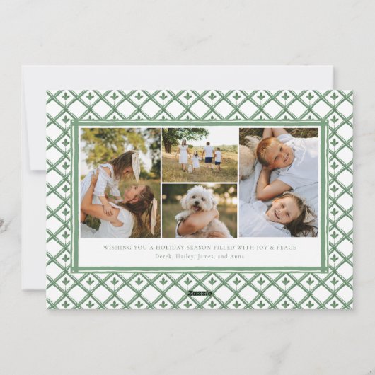 Waterverf Crest Preppy Kerstkaart (Achterkant)