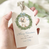 Waterverf Crest Schattige Pet Christmas Cadeaulabel